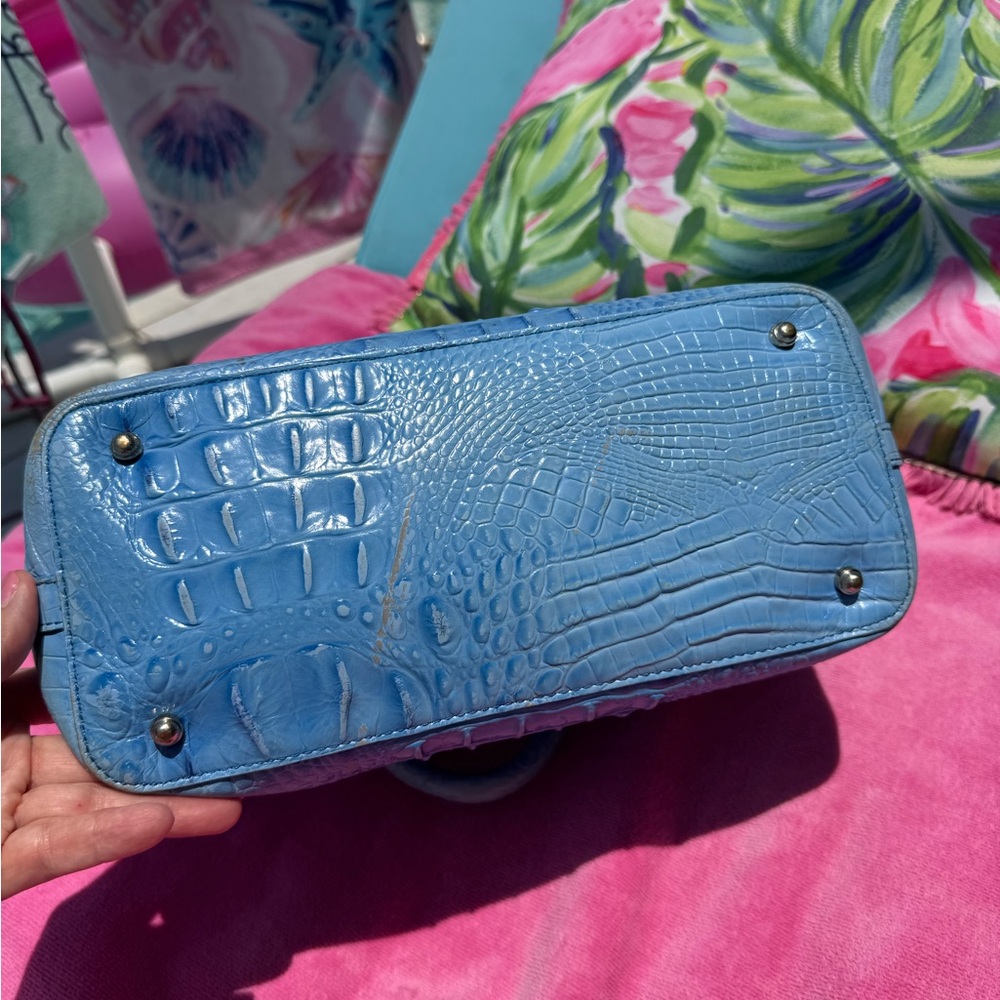 💙Brahmin Blue Crocodile-Embossed Leather Satchel💙 - Picture 10 of 15
